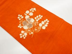 手織り紬絞り花模様名古屋帯